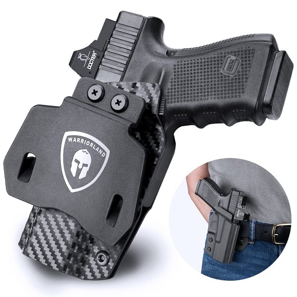 G17/19 Holster, OWB Carbon Fiber Kydex Holster Fit: Glock 17/19/19X/26/32/44/45 Gen(1-5) Pistol, Optic Ready, Outside Waistband 1.5''/1.75'' Paddle Holster, Posi-Click Audible Retention Lock, Right