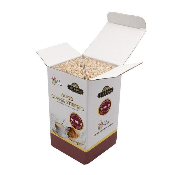 Fill 'n Brew Wood Coffee, Tea & Beverage Stirrers (5.5" Length, 500 Count): 1 Box / 500 stir Sticks