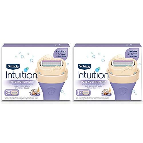Schick Intuition Pure Nourishment Womens Razor Refills with Coconut Milk and Almond Oil