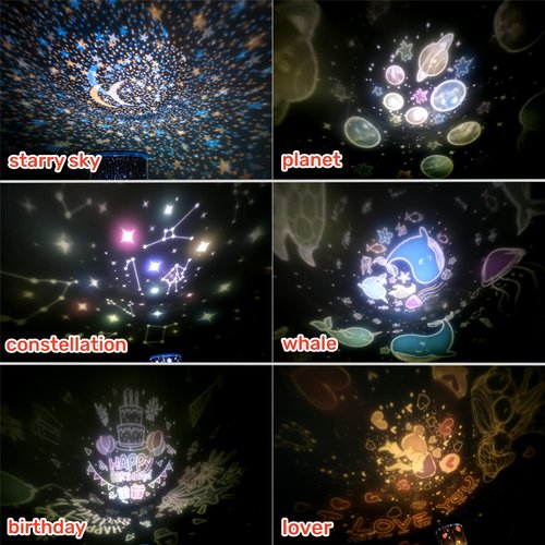 WINICE Remote Control and Timer Design Seabed Starry Sky Rotating LED Star Projector for Bedroom, Night Light for Kids, Night Color Moon Lamp for Children Baby Teens Adults(Blue)