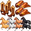 Western Themed Party Balloons 8 Pcs Horse Balloons 4 Pcs Cowgirl Boot Balloons and 4 Pcs Cowgirl Hat Foil Balloons Western Cowboy Party Decorations for Western Themed Birthday Party