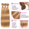Color 27 Straight Bundles Human Hair 27 Blonde Bundles Brazilian Virgin Remy Mixed With 3 Hair Bundles Honey Blonde Straight Bundles Hair Extensions Piano Color 26 28 30 inch