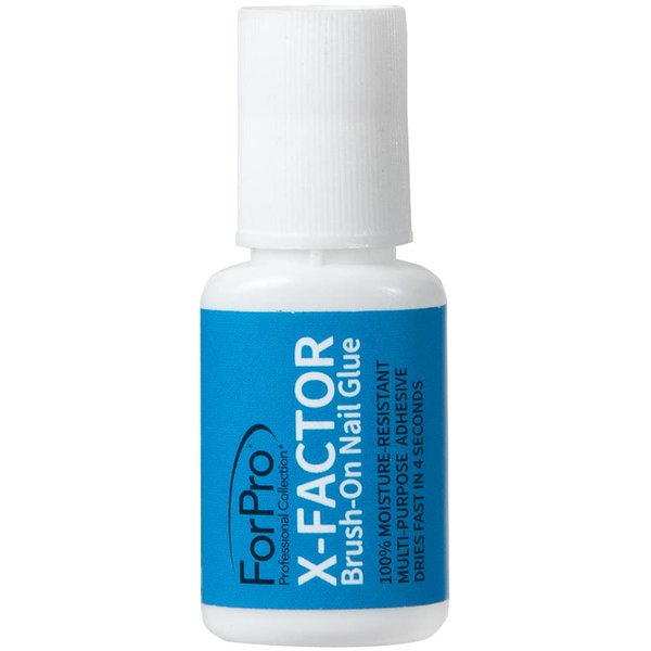 ForPro Professional Collection ForPro X-Factor Brush-On Nail Glue, Long-Lasting, Quick-Drying Nail Glue for Applying Artificial Nail Tips, 0.26 oz