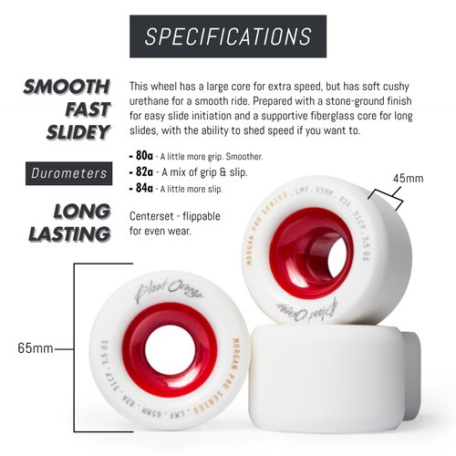 Blood Orange Morgan 65mm Longboard Wheel for Sliding, Surfskate, Cruising, Electric Skateboard, Freeride, LDP. (82a - Red)