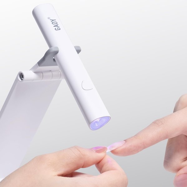 GAOY Cordless Nail Lamp with Stand, Handheld UV Light for Gel Nails, Rechargeable USB Nail Dryer for Fast Curing, White