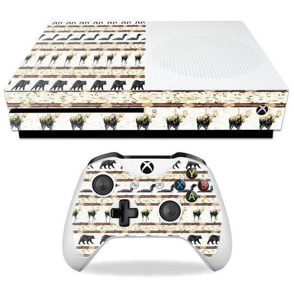 MightySkins Skin Compatible with Microsoft Xbox One S – Lodge Stripes | Protective, Durable, and Unique Vinyl Decal wrap Cover | Easy to Apply, Remove, and Change Styles | Made in The USA