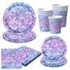 Mermaid Party Tableware Supplies,80Pcs Gray Purple Little Mermaid Birthday Decorations Set Mermaid Party Plates and Napkins Disposable Mermaid Dinnerware for Under The Sea Ocean Theme Party Serve 20