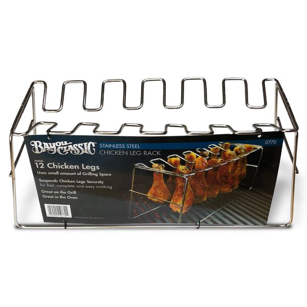 Bayou Classic 0770 Stainless Chicken Leg Rack Holds 12 Chicken Legs Perfect for Grilling or Baking in The Oven