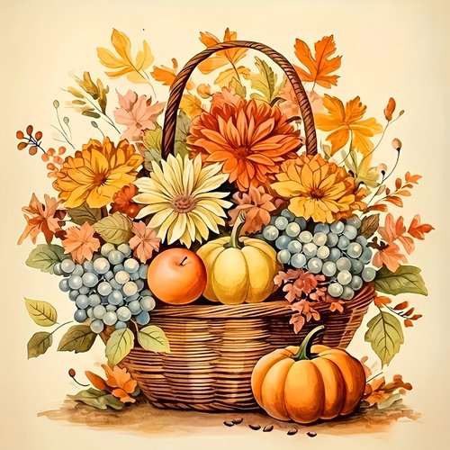 Axquilon Flowers Paint by Numbers for Adults Beginners-DIY Flower Adult Paint by Number Kits Painting on Canvas, Basket Painting by Numbers for Adults, Craft Kits for Adults 16x16 Inch