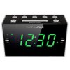 HANNLOMAX HX-122CR Alarm Clock Radio, PLL FM Radio, Dual Alarm, 1.2 inches Green LED Display, USB Port for 1A Charging, AC Power Operation only.