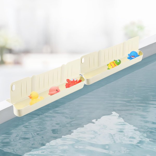Bathtub Splash Guard for Tub Kids, Splash Guard for Bathtub Kids, Splash Guard for Kids Bathtub, Bathtub Splash Guard Play Shelf Area for Kids with Suction Cups - White