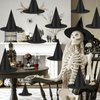 12pcs Halloween Black Witch Hats Decorations for Halloween Costume & Cosplay Women Kids Party Favors Dressing Up, Thickened Hanging Wizard Hats Bulk with Rope and Hooks, Floating Witches Hat for Front