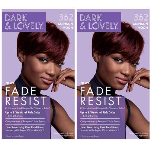 SoftSheen-Carson Dark and Lovely Fade Resist Rich Conditioning Hair Color, Permanent Hair Color, Up To 100 percent Gray Coverage, Brilliant Shine with Argan Oil and Vitamin E, Crimson, 2 Count