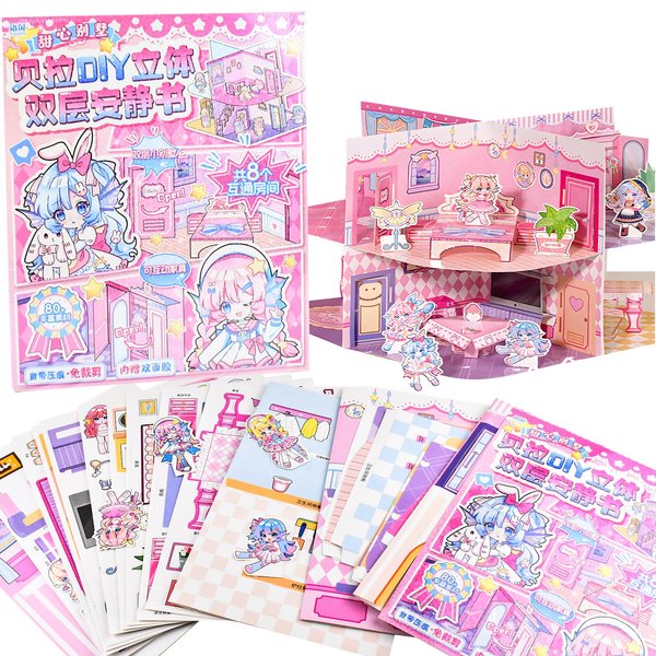 DIY Fun 3D Villa House Scenes Activities Art Craft Make Your Own Mini Bedroom Kitchen Living Room Scenes Busy Paper Craft Supplies for Relief Stress Pass The Time for Anyone Who Loves Creative Play
