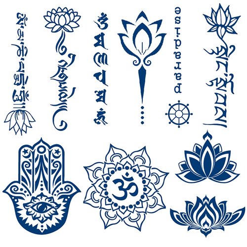Semi Permanent Temporary Tattoos Sticker 6-Sheet 2 Weeks Long Last Lotus Flower Tattoos, 100% Plant-Based Ink Infinity Waterproof Tattoo Stickers