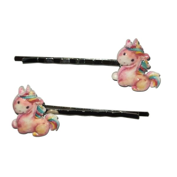 UNICORN Fantasy Animal - Handmade Bobby PIn Hair clips - Set of 2