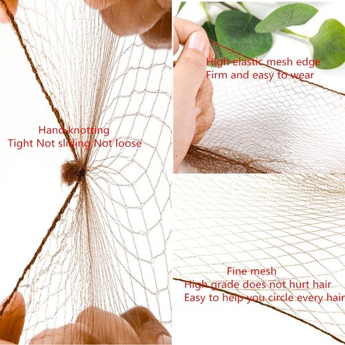 Hair Net 100Pcs 20Inch Packed Individually High Elastic Nylon Edge Invisible Hair Nets for Women Buns Food Service Dancer Cooking Wigs(Brown)
