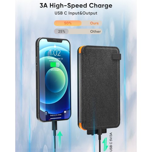 Hiluckey Solar Charger 25000mAh, Outdoor USB C Portable Power Bank with 4 Solar Panels, 3A Fast Charge External Battery Pack with 3 USB Outputs Compatible with Smartphones, Tablets, etc.
