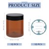 Qeirudu 8 oz Amber Plastic Jars with Lids and Labels, 12 Pack Empty Brown Cosmetic Containers for Body Butter, Creams, Lotion and Essential oil