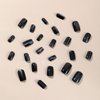 Short Press on Nails - Diowino Black Eye Cat Fake Nails 24pcs Dark Black Flash Glitter Short Acrylic Nails Glossy Solid with Glitter Designs False Nails Glue on Nails for Women Girls