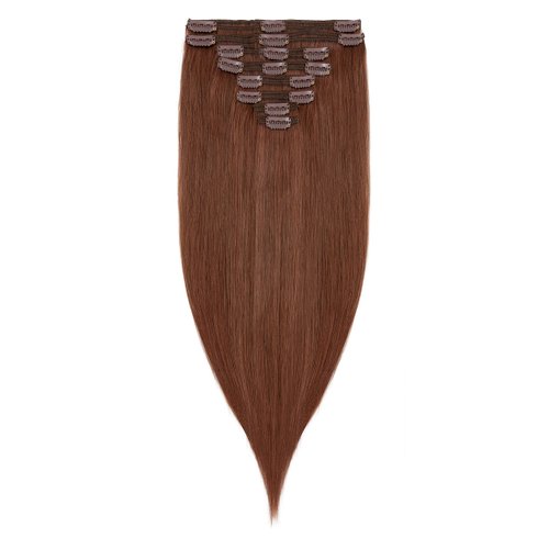 S-noilite Clip in Hair Extensions Real Human Hair 20 Inch Dark Auburn Hair Extensions Remy Human Hair Clip In For Women Double Weft 8PCS Clip on Extension 150g #33
