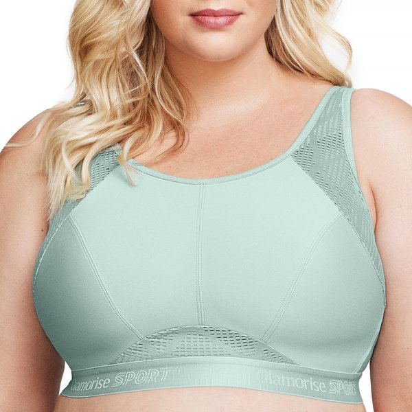 Full Figure Plus Size No-Sweat Mesh Sports Bra Wirefree #1068 Jade
