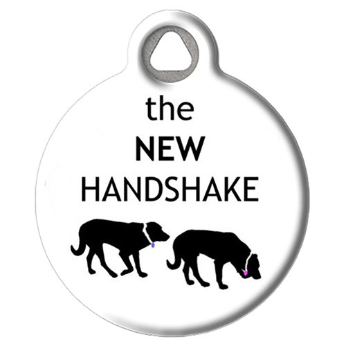 The New Handshake - Custom Pet ID Tag for Dogs and Cats - Dog Tag Art - Small Size
