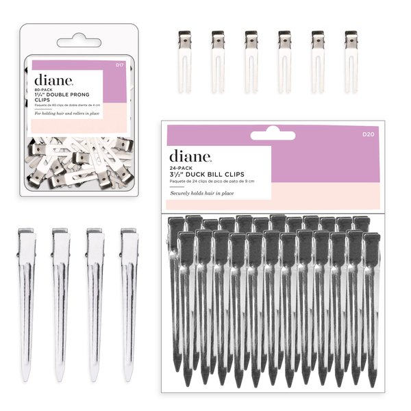 Diane D9992 Double Prong Hair Clips and Duck Bill Clips Bundle