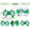 Whaline 3Pcs St. Patrick's Day Hair Bow Clips Shamrock Grosgrain Ribbon Bow Hair Pins Green White Clover Bow Alligator Hair Barrettes for Toddlers Girls Kids Irish Holiday Party Hair Accessories