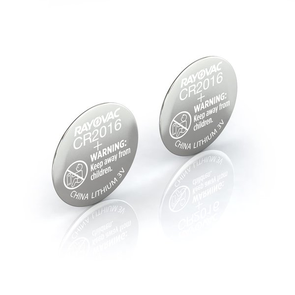 Rayovac CR2016 3V Batteries, 3 Volt Battery Lithium Coin, 2 Count
