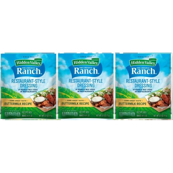 Hidden Valley Buttermilk Ranch Salad Dressing & Seasoning Mix, Gluten Free - Pack of 3