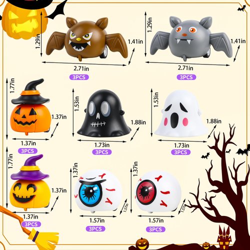 KIMOBER 24Pcs Halloween Pull Back Cars,Assorted Mini Friction Powered Vehicle for Kids Halloween Party Favors Trick or Treat Goodie Gifts Bag Fillers