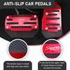 Flygun 2 PCS Car Accelerator Brake Pedal Decor Kit, Durable Metal Rubber Vehicle Brake Pedal Cover Accessories, Universal Anti-Slip Automotive Transmission Pedal Covers Replacements (Red)