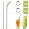 Set of 10 Stainless Steel Straws, HuaQi Bent Reusable Drinking Straws 10.5'' Long 0.24‘’ Dia for 30 oz Tumbler and 20 oz Tumbler, 2 Cleaning Brush Included (10 Bent Straws + 2 Brushes）