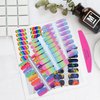 SILPECWEE 5 Sheets Rainbow Nail Wraps Nail Polish Stickers Self Adhesive Nail Polish Strips Gel Nail Strips Ombre Nail Design Fingernail Manicure Sticker Nails for Women with 1pc Nail File