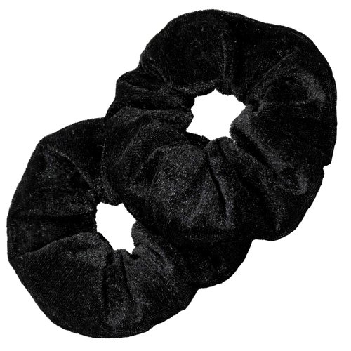 Kenz Laurenz Scrunchies for Hair - 2 Velvet Hair Ties for Women Girls Hair Elastics Ponytail Holder Scrunchy Girl Accessories Elastic Hair Bands Scrunchie Pack (Black)