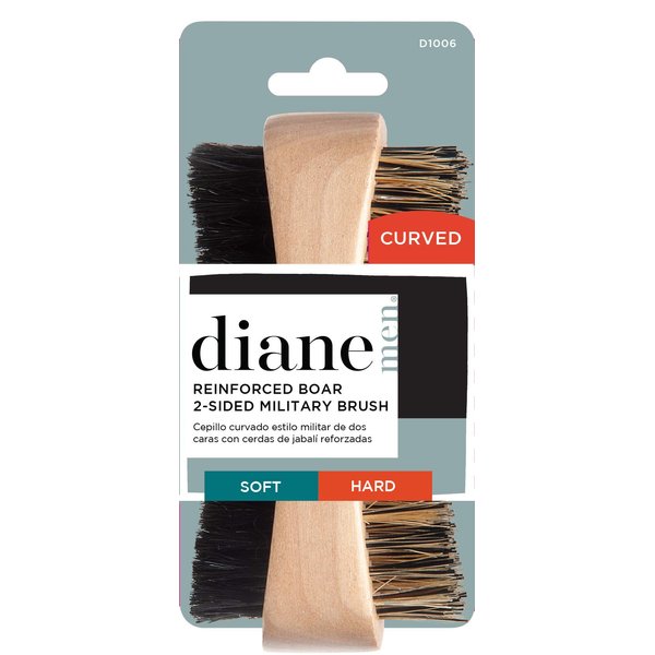 Diane Diane firm reinforced boar and nylon bristle, curved, two-sided, military style, wave mens hair brush, d1006