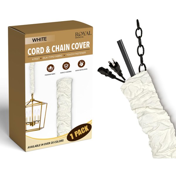 Royal Designs, Inc. Inc CC-14-WH Fabric Cord Cord & Chain Covers, 4 ft, White