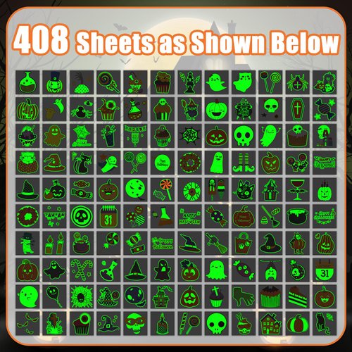 TatoYard 408 PCS Individually Warpped Glows Temporary Tattoos Stickers, Birthday Party Supplies Accessories for Girls and Boys, Halloween Goodie Bags Stuffers for Kids Treats