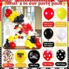132pcs Oh Twodles Birthday Party Supplies Boy, Red Mouse 2nd Birthday Decorations Supplies, Balloons Arch Banner Backdrop Tablecover Cake Topper for Black Mouse Themed Boy 2 Years Old Birthday
