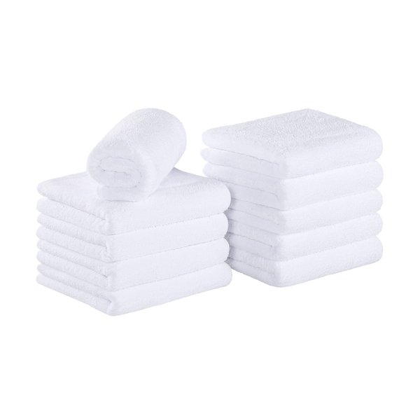 Arkwright Microfiber Coral Fleece Salon Towels - Pack of 10 - Bleach Safe Resistant, Absorbent Hair Drying Towel Set, Perfect for Resort, Hotel, and Spa, 16 x 27 in, White