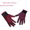 AFT90 2 Pcs Professional Heat Resistant Glove for Hair Styling Heat Blocking Gloves for Curling, Flat Iron and Hair Styling Tools, Silicone Bump, Pink Edge