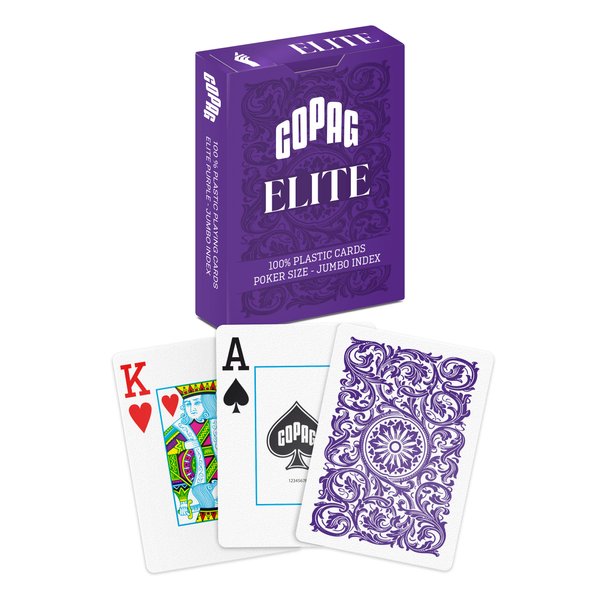 Copag Elite 100% Plastic Playing Cards, Poker Size (Standard) Jumbo Index Single Deck (Purple)