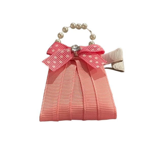 Purse Hair Clip, Ribbon Sculpture, Girls Hair Accessory, Preppy Gifts, Handbag, Pocketbook, Fashion, Pink