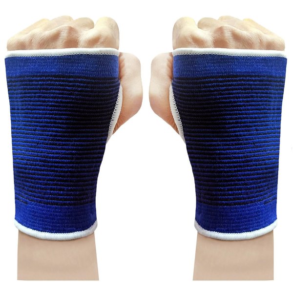 JUSDIQIR Palm Brace Wrist Support Sleeves (1 Pair), Everyday Use Wrist Brace, Compression Carpal Tunnel for Wrist Pain Relief, Fitness Gloves, Sports Glove, Wrist Brace for Men and Women (M, Blue)