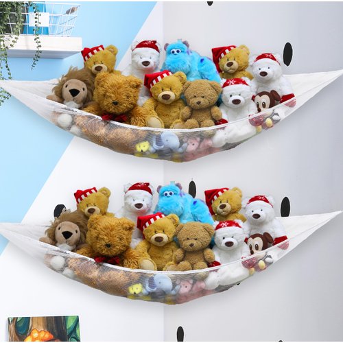 2 PK - SimpleHouseware Stuffed Animals Jumbo Toy Storage Hammock, White