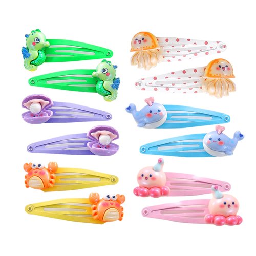 AACKS Girls Sea Animals Hair Clips Dolphin Crab Sea Horse Octopus Hair Barrettes and Pins Sea Animals Hair Accessories for Kids Teens Beach Hair Clips Occean Hair Accessories