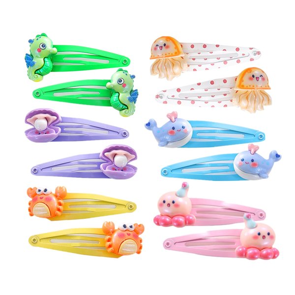 AACKS Girls Sea Animals Hair Clips Dolphin Crab Sea Horse Octopus Hair Barrettes and Pins Sea Animals Hair Accessories for Kids Teens Beach Hair Clips Occean Hair Accessories