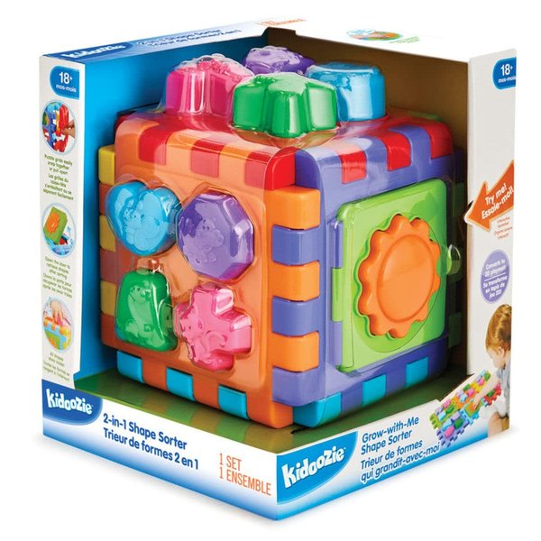 Kidoozie Grow-with-Me Shape Sorter, 2-in-1 Playmat and Cube with 20 Sorting Shapes for Toddlers 18M+