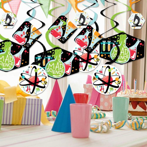 Big Dot of Happiness Scientist Lab - Mad Science Baby Shower or Birthday Party Hanging Decor - Party Decoration Swirls - Set of 40